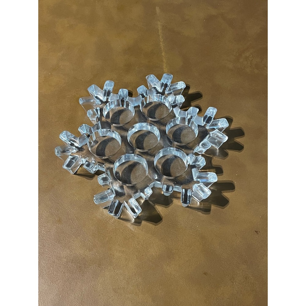 Clear ceramic snowflake‎ Tealight Candle Holder Centerpiece Christmas whimsical